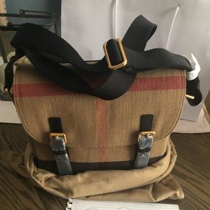 Burberry Camel Baildon Check Canvas Messenger/Crossbody Bag
